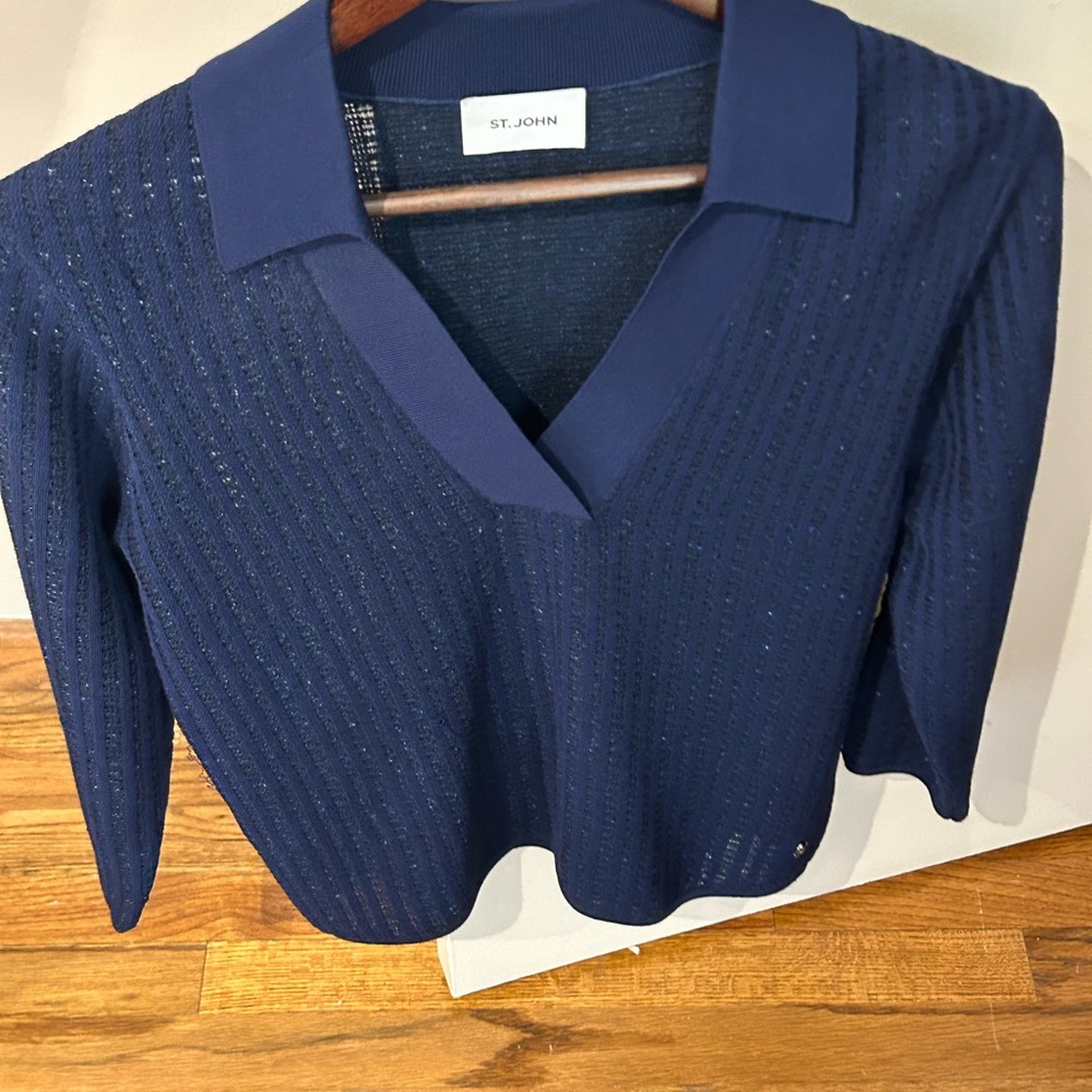 St. John Navy Blue Blouse